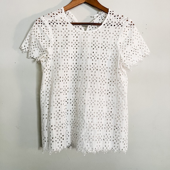 Madewell white eyelet short sleeve top size xs - Picture 1 of 3